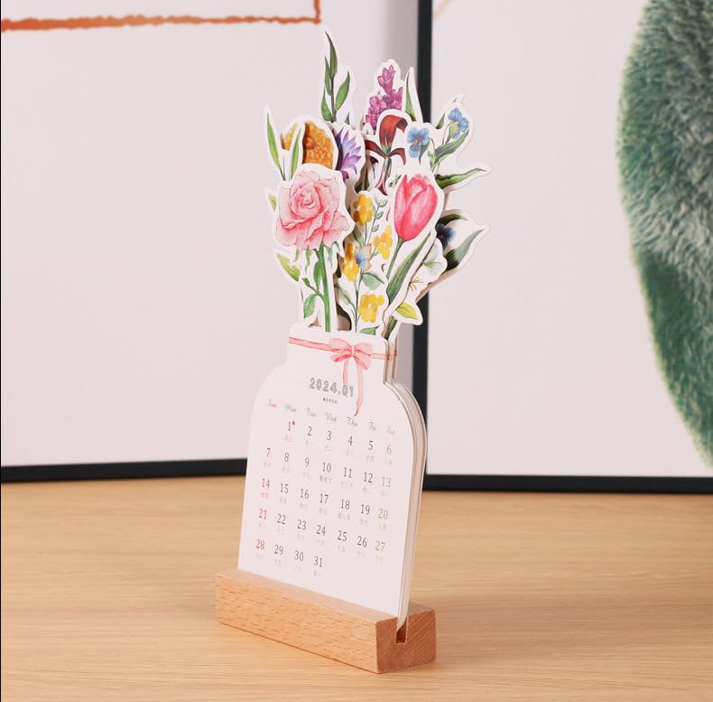 💐2024 Tafelkalender met bloeiende bloemen