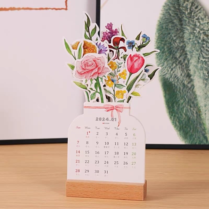 💐2024 Tafelkalender met bloeiende bloemen