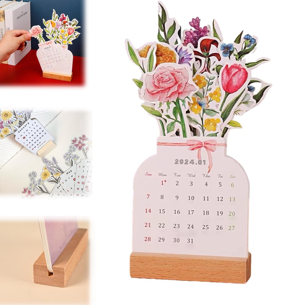 💐2024 Tafelkalender met bloeiende bloemen