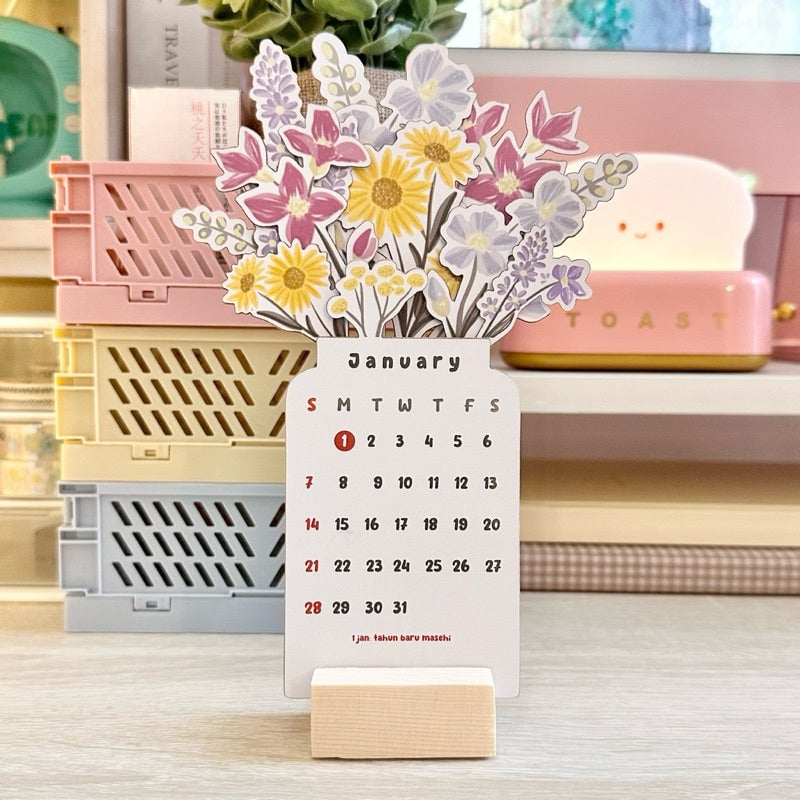 💐2024 Tafelkalender met bloeiende bloemen