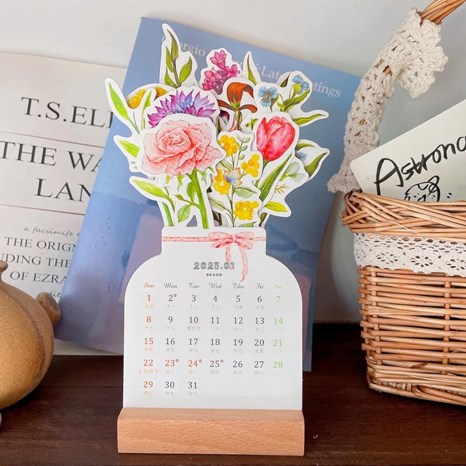 💐2024 Tafelkalender met bloeiende bloemen