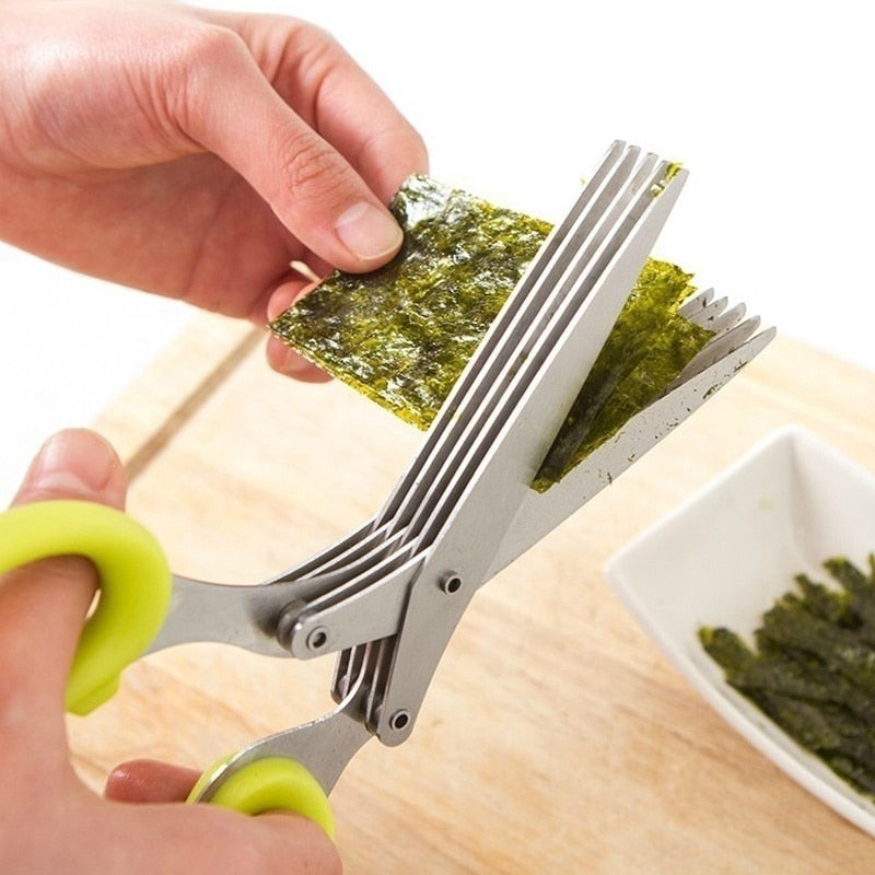 【LAST DAY SALE】5 Blade Kitchen Salad Scissors (Koop 1 Krijg 1 Gratis)