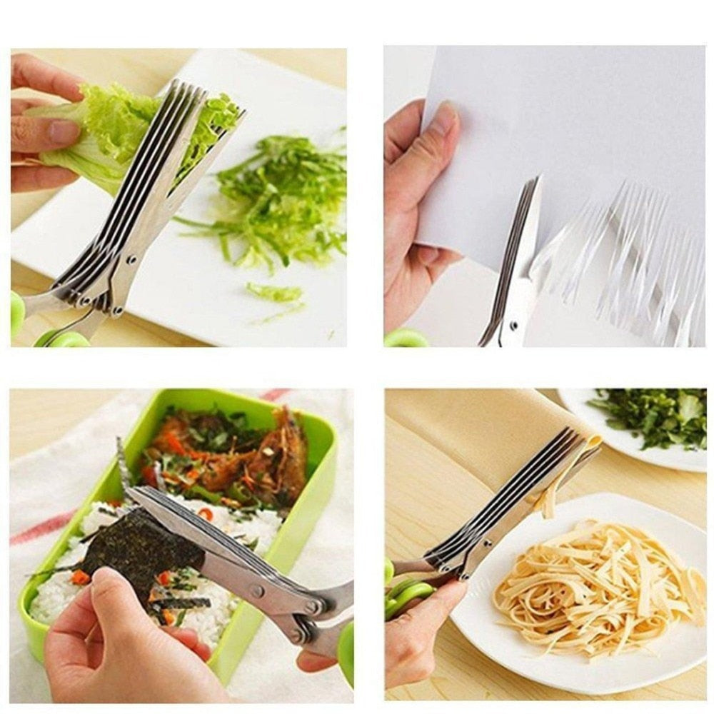 【LAST DAY SALE】5 Blade Kitchen Salad Scissors (Koop 1 Krijg 1 Gratis)